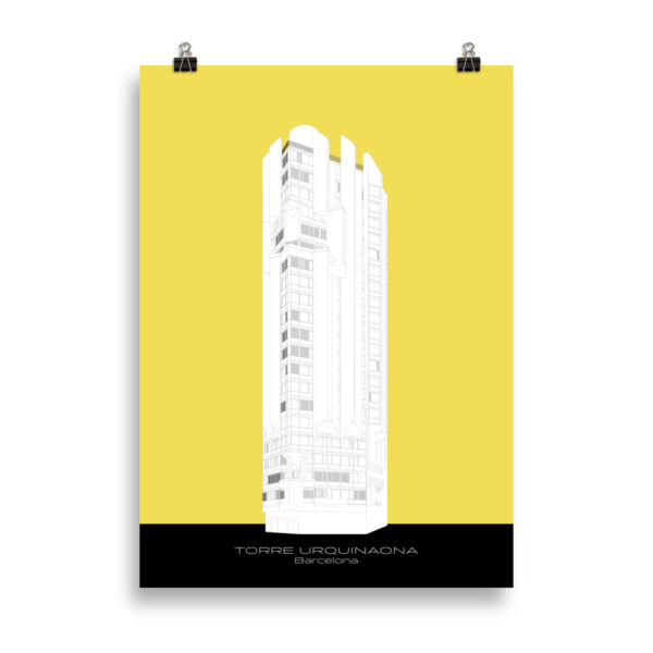 Torre Urquinaona in Yellow - Barcelona GICLÉE ART PRINT - Image 2