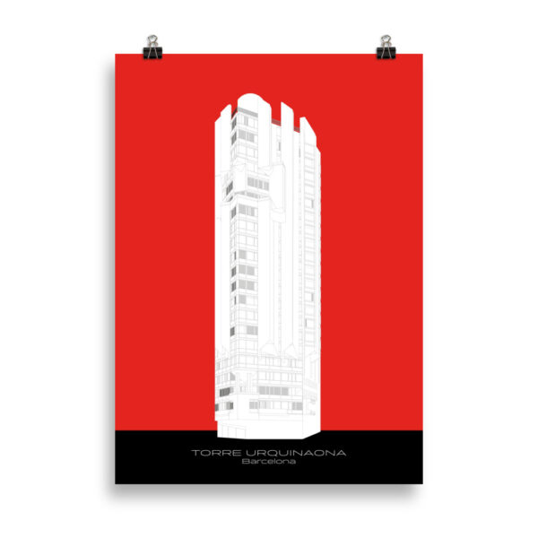 Torre Urquinaona in red - Barcelona GICLÉÉ ART PRINT - Image 2