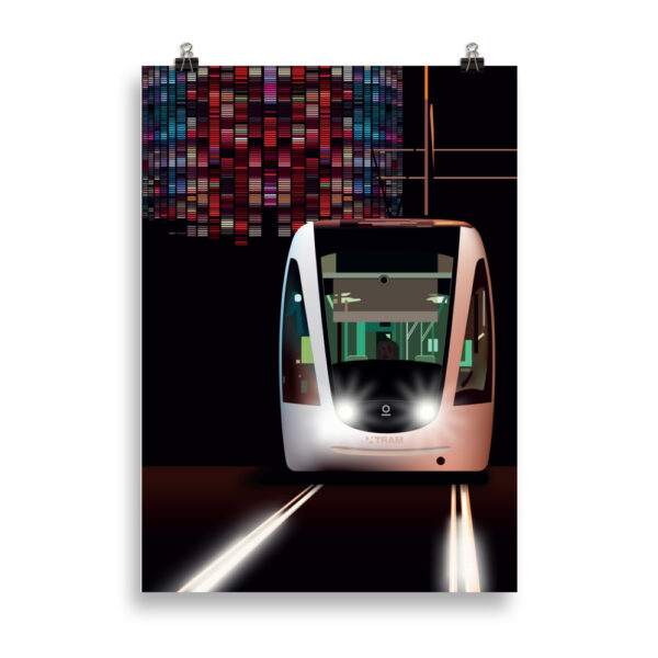 Barcelona Tram at night GICLÉÉ ART PRINT - Image 2