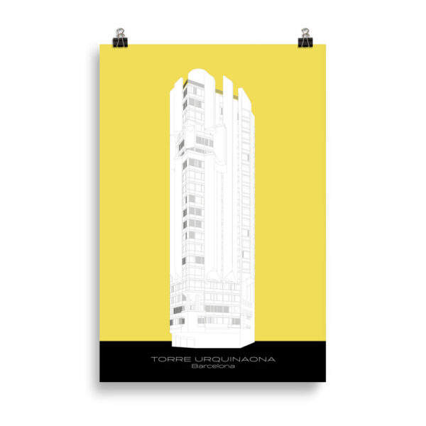 Torre Urquinaona in Yellow - Barcelona GICLÉE ART PRINT - Image 3