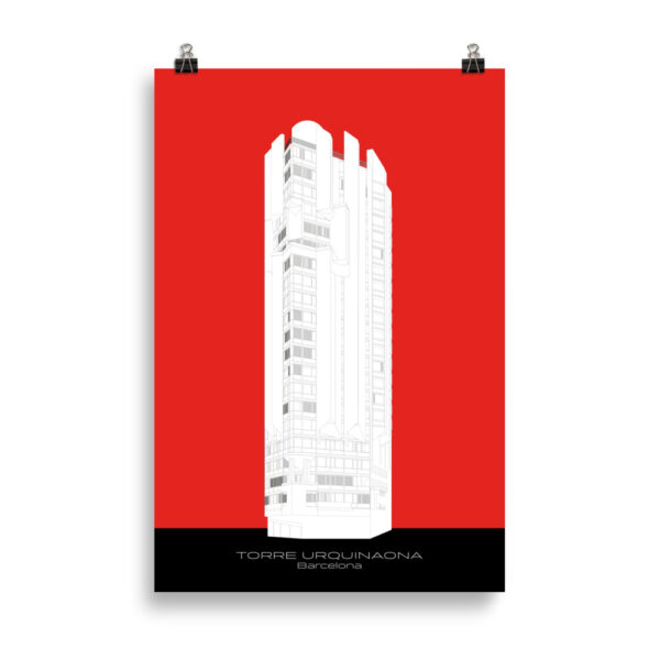 Torre Urquinaona in red - Barcelona GICLÉÉ ART PRINT - Image 3