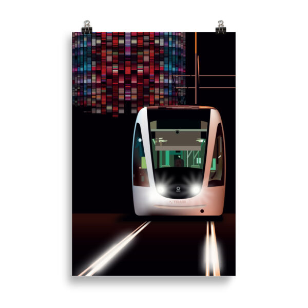 Barcelona Tram at night GICLÉÉ ART PRINT - Image 3