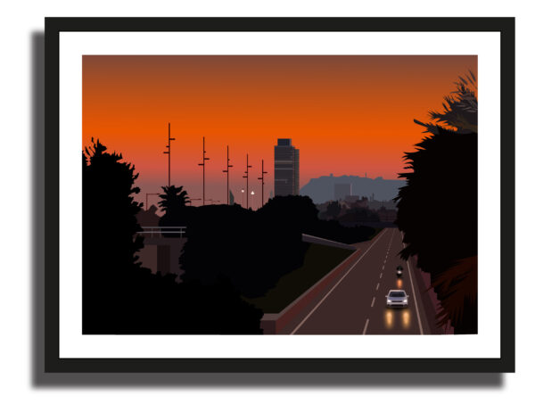 Barcelona Ringroad Sunset illustration