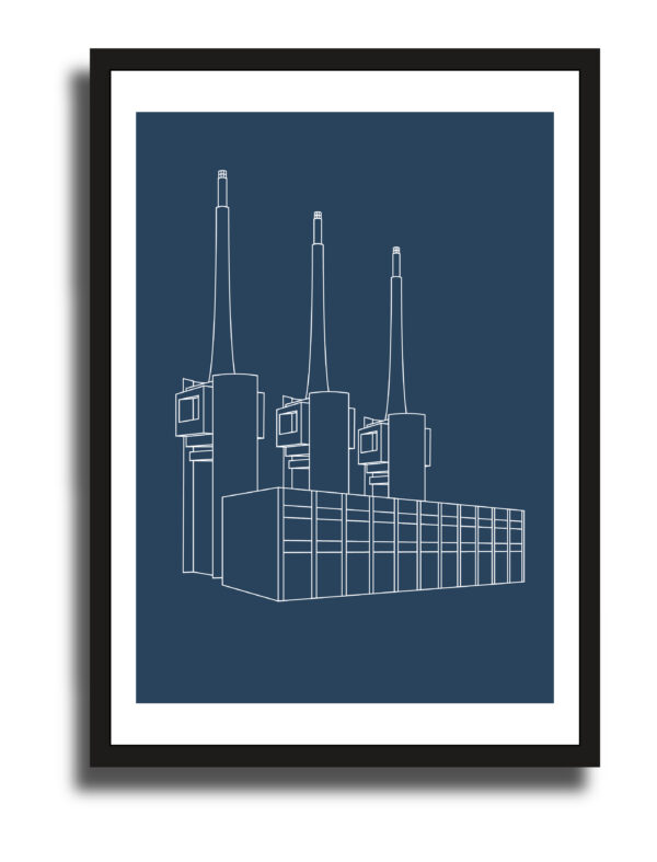 Sant Adria Power Station White Lines Sketch Illustration