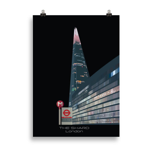 The Shard at night illustration GICLÉE ART PRINT - Image 2