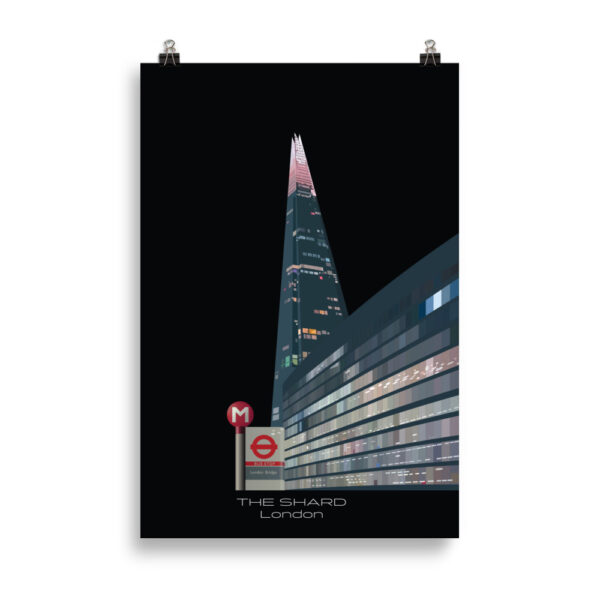 The Shard at night illustration GICLÉE ART PRINT - Image 3