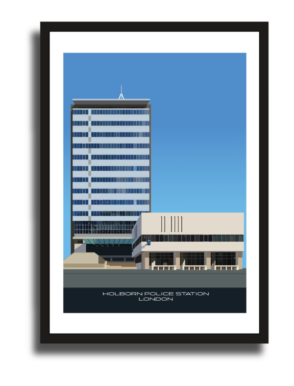 Holborn Police Station. Front View Illustration Art Print