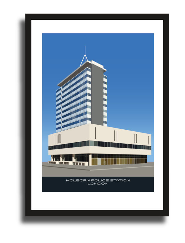 Holborn Police Station. Side Perspective view Illustration Art Print