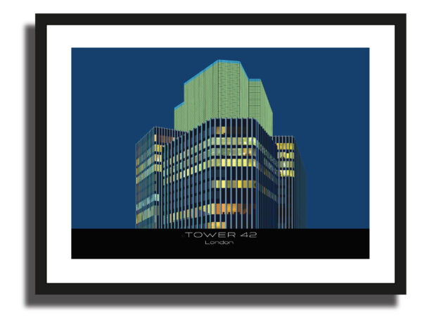 Tower 42 Night Time Illustration Art Print